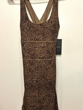 Fabletics Leopard-Print Midi Dress in Brown and Black